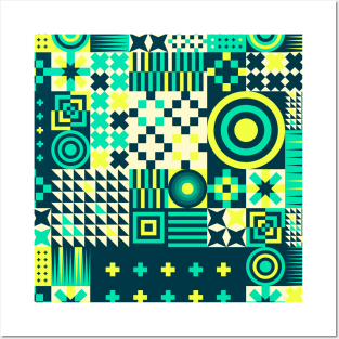 Colorful geometric shapes mosaic pattern Posters and Art